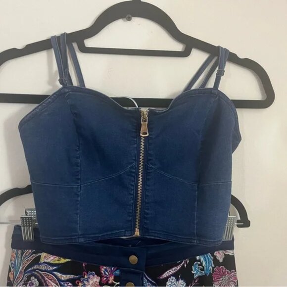 NWT Denim & Paisley Crop Top & Skirt Matching Set / Size 6 - Picture 3 of 15